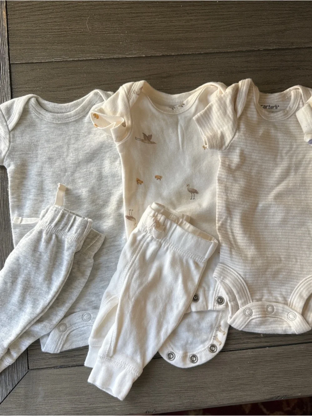 NWOT Carter's Neutral Cream & Beige Baby Onesie Set - Picture 2 of 7